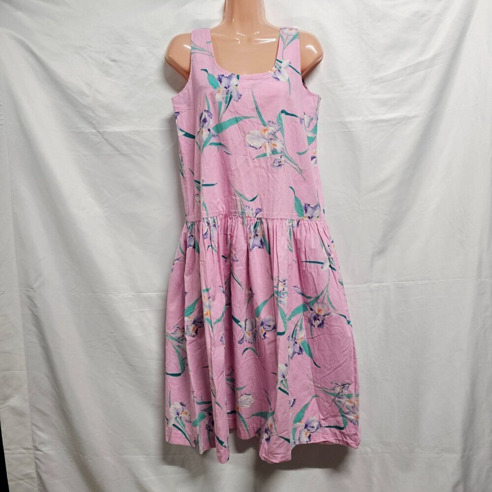 The Kapaia Stitchery Hawaiian Pleated Dress Women Size 12 Pink Tropical - Picture 3 of 8